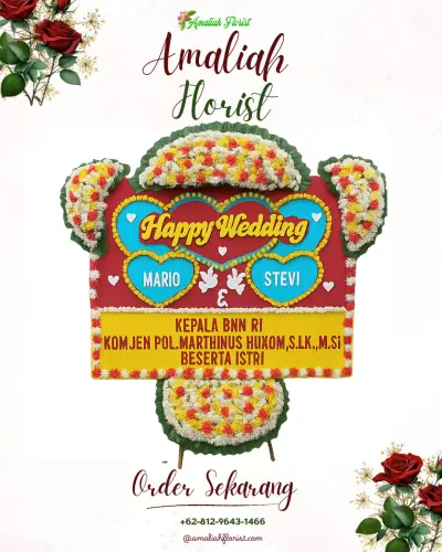 Karangan Papan Bunga Pernikahan di Carita
